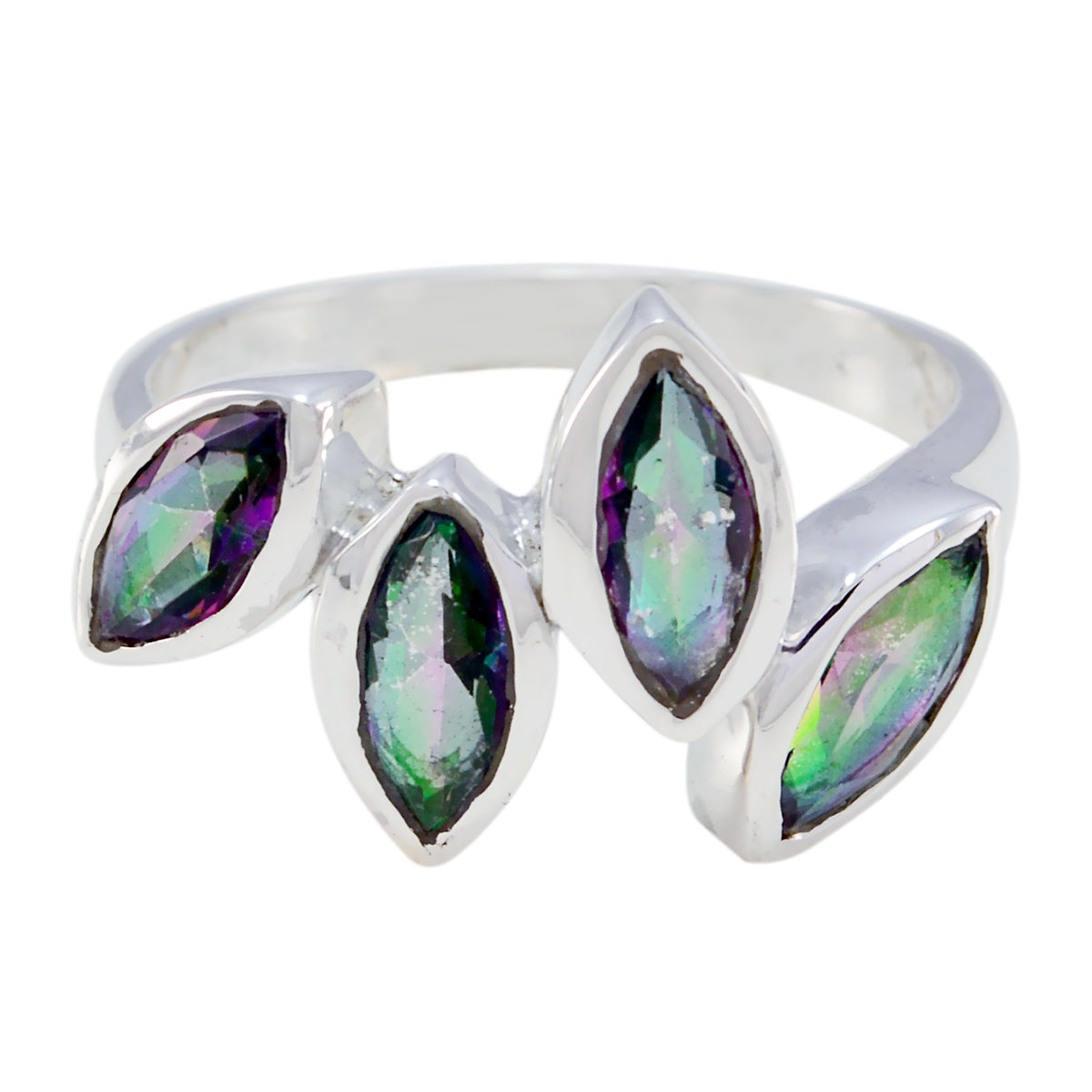 Riyo Ravishing Stone Mystic Quartz 925 Silver Ring Crown Jewelry