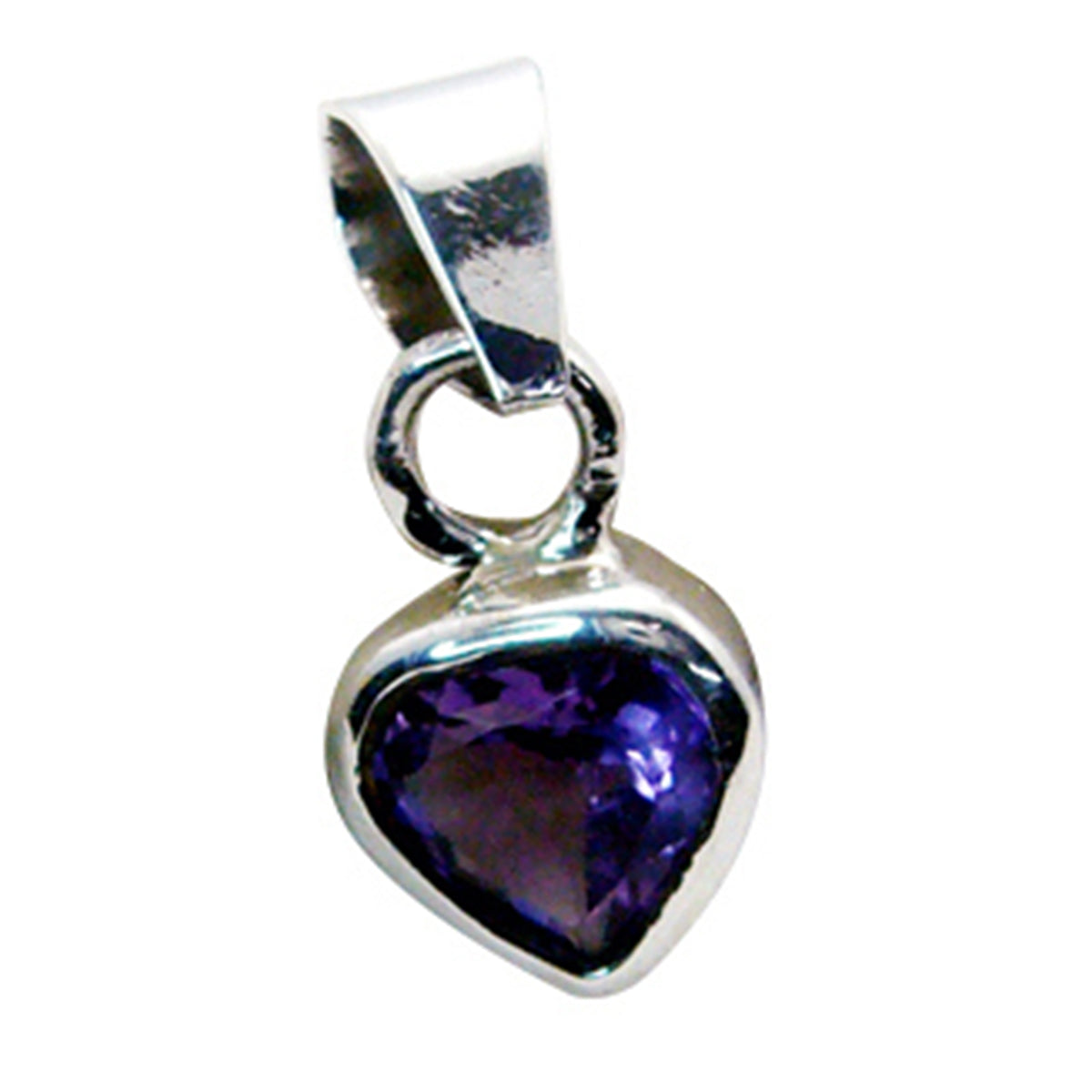 Riyo Real Gemstones Heart Faceted Purple Amethyst Sterling Silver Pendant gift for brithday