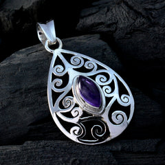 Riyo Real Gemstones Marquise Cabochon Purple Amethyst 925 Silver Pendants gift for graduation