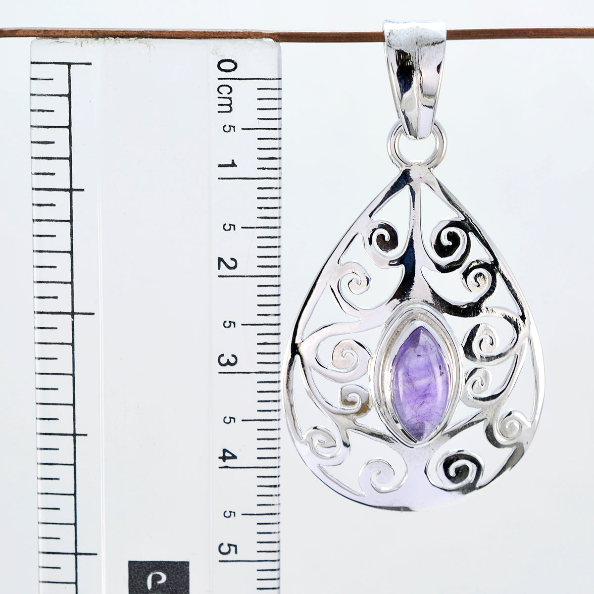 Riyo Real Gemstones Marquise Cabochon Purple Amethyst 925 Silver Pendants gift for graduation