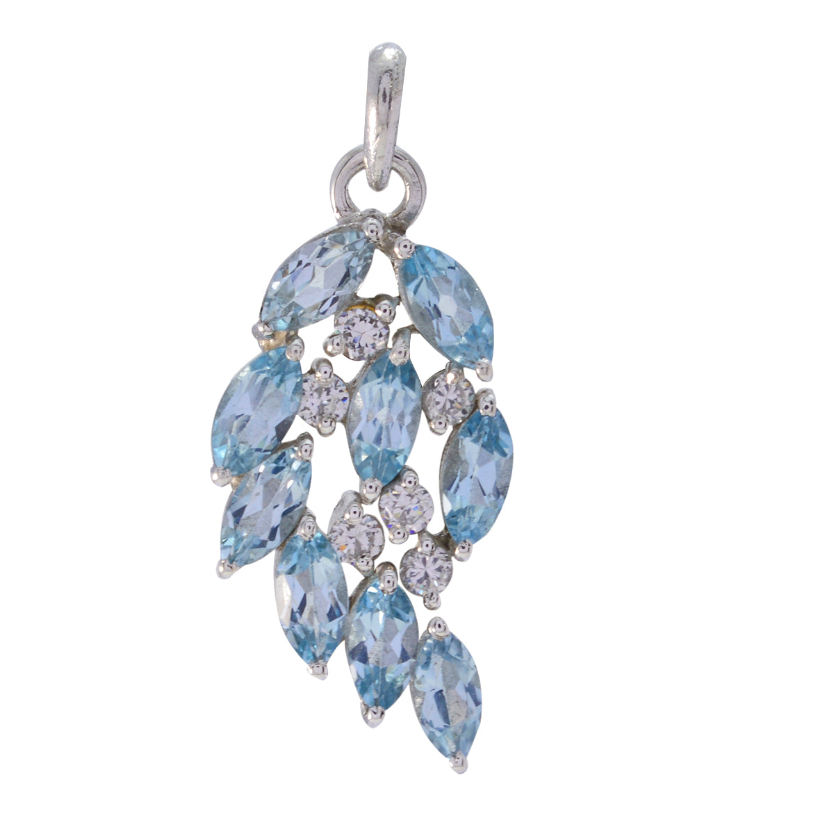 Riyo Real Gemstones Marquise Faceted Blue Blue Topaz 925 Sterling Silver Pendants gift for christmas