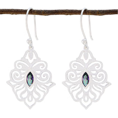 Riyo Real Gemstones Marquise Faceted Multi Mystic Quartz Silver Earring halloween gift