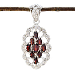 Riyo Real Gemstones Marquise Faceted Red Garnet 925 Silver Pendants gift for independence day