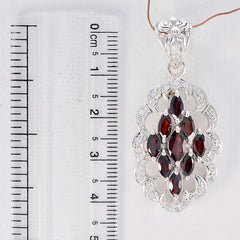 Riyo Real Gemstones Marquise Faceted Red Garnet 925 Silver Pendants gift for independence day