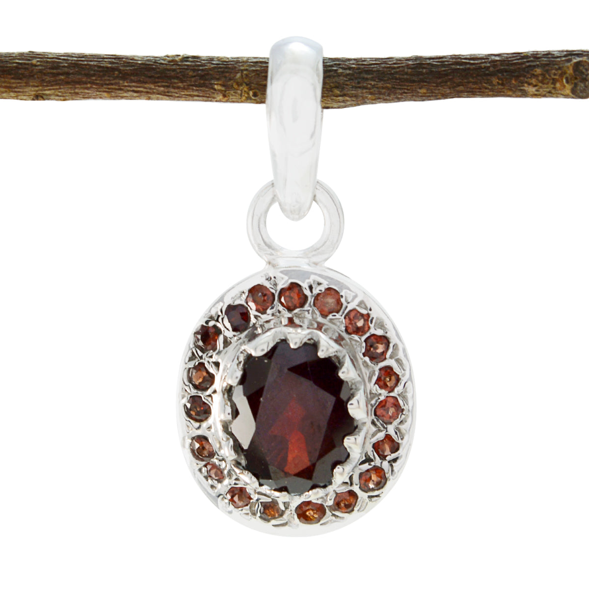 Riyo Real Gemstones Multi Shape Faceted Red Garnet Sterling Silver Pendants gift for mother