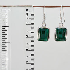 Riyo Real Gemstones Octogon Cabochon Green Malachatie Silver Earrings gift for independence day