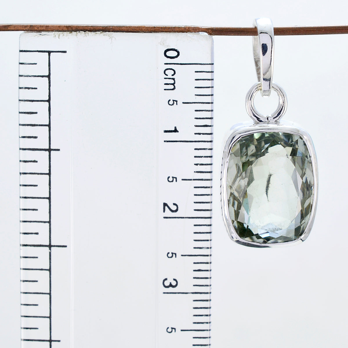 Riyo Real Gemstones Octogon Faceted Green Green Amethyst Sterling Silver Pendant independence day gift