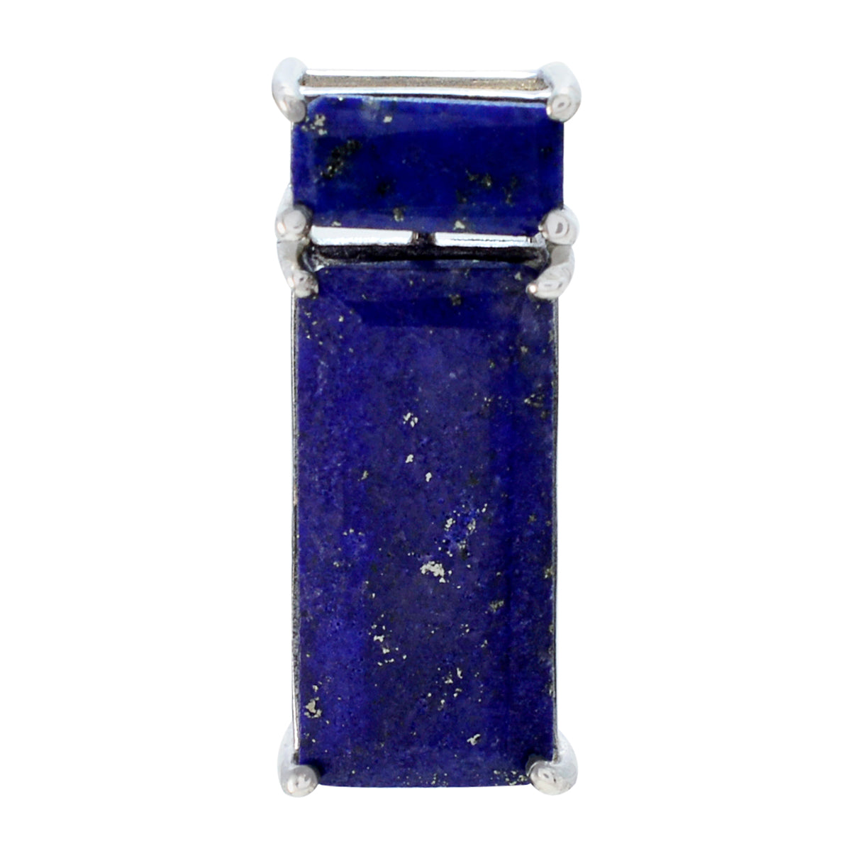 Riyo Real Gemstones Octogon Faceted Nevy Blue Lapis Lazuli 925 Sterling Silver Pendant gift for new years day
