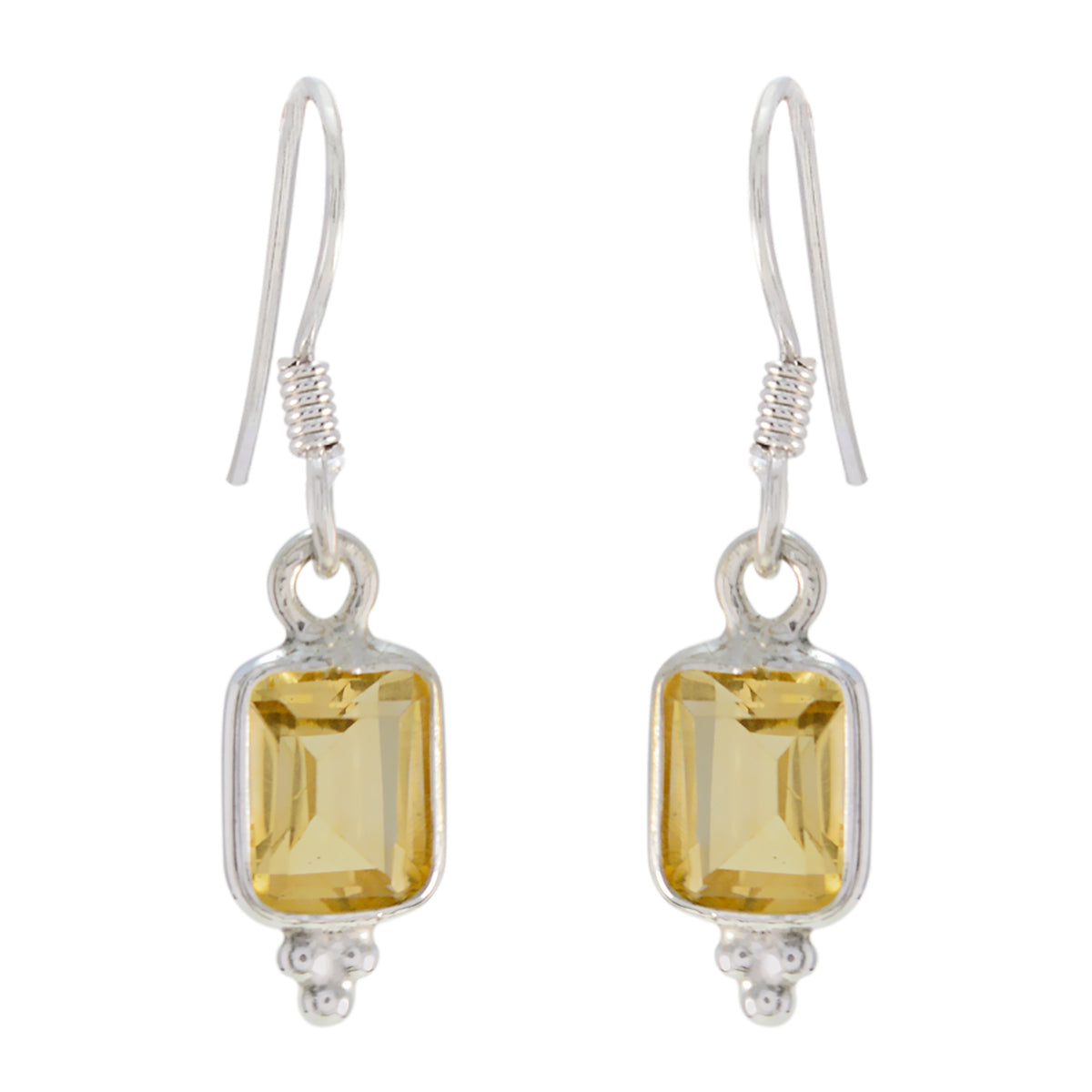 Riyo Real Gemstones Octogon Faceted Yellow Citrine Silver Earrings moms day gift