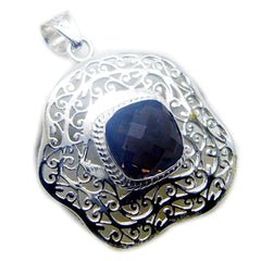 Riyo Real Gemstones Octogon checker Brown smoky quartz 925 Sterling Silver Pendants gift for graduation