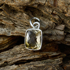 Riyo Real Gemstones Octogon checker Yellow Citrine Sterling Silver Pendant gift for teacher's day
