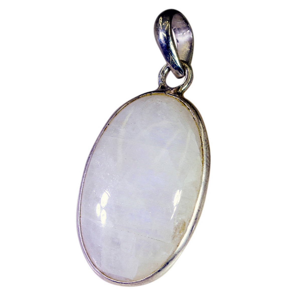 Riyo Real Gemstones Oval Cabochon White Rainbow Moonstone Solid Silver Pendants teacher's day gift