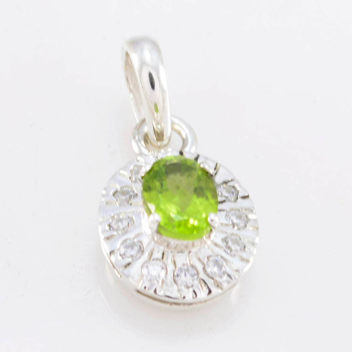 Riyo Real Gemstones Oval Faceted Green Peridot 925 Silver Pendant christmas day gift