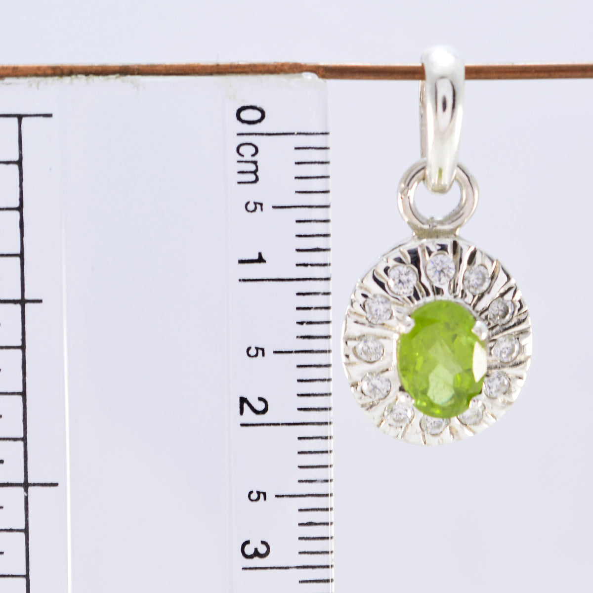 Riyo Real Gemstones Oval Faceted Green Peridot 925 Silver Pendant christmas day gift