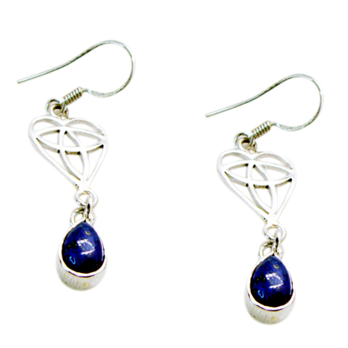 Riyo Real Gemstones Pear Cabochon Nevy Blue Lapis Lazuli Silver Earring gift for labour day