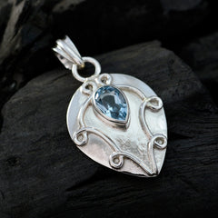 Riyo Real Gemstones Pear Faceted Blue Blue Topaz Sterling Silver Pendants gift for girlfriend