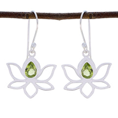 Riyo Real Gemstones Pear Faceted Green Peridot Silver Earring gift fordaughter day