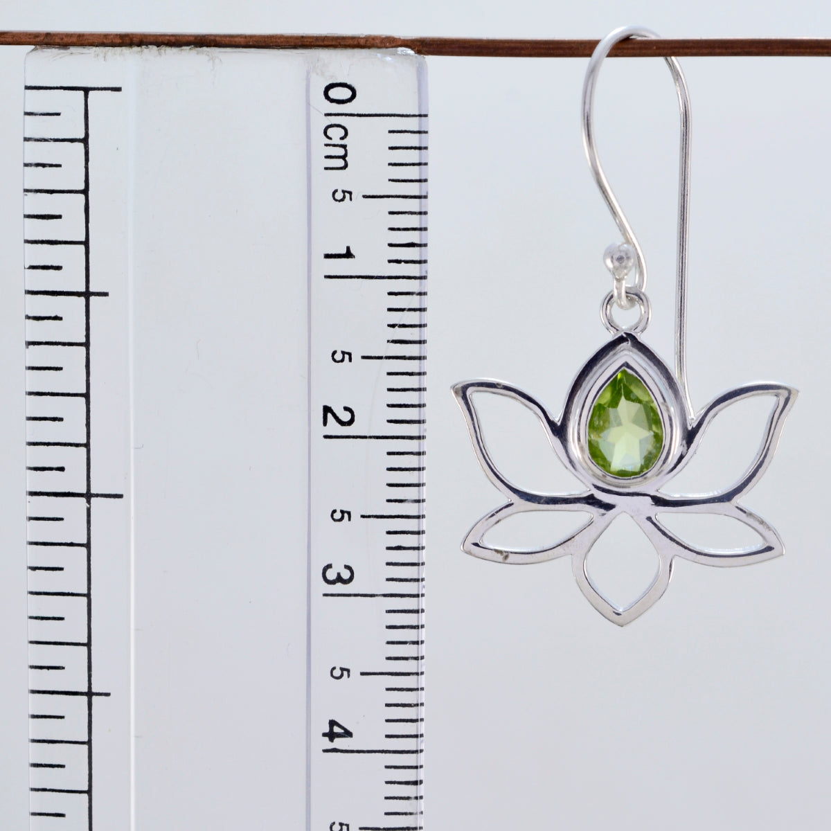 Riyo Real Gemstones Pear Faceted Green Peridot Silver Earring gift fordaughter day