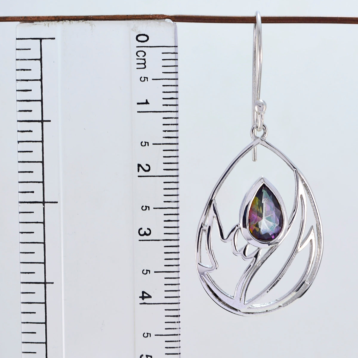Riyo Real Gemstones Pear Faceted Multi Mystic Quartz Silver Earrings mom birthday gift