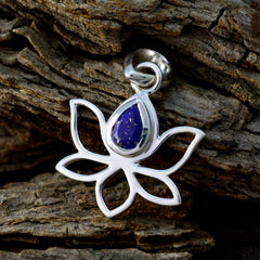 Riyo Real Gemstones Pear Faceted Nevy Blue Lapis Lazuli Sterling Silver Pendants gift for handmade