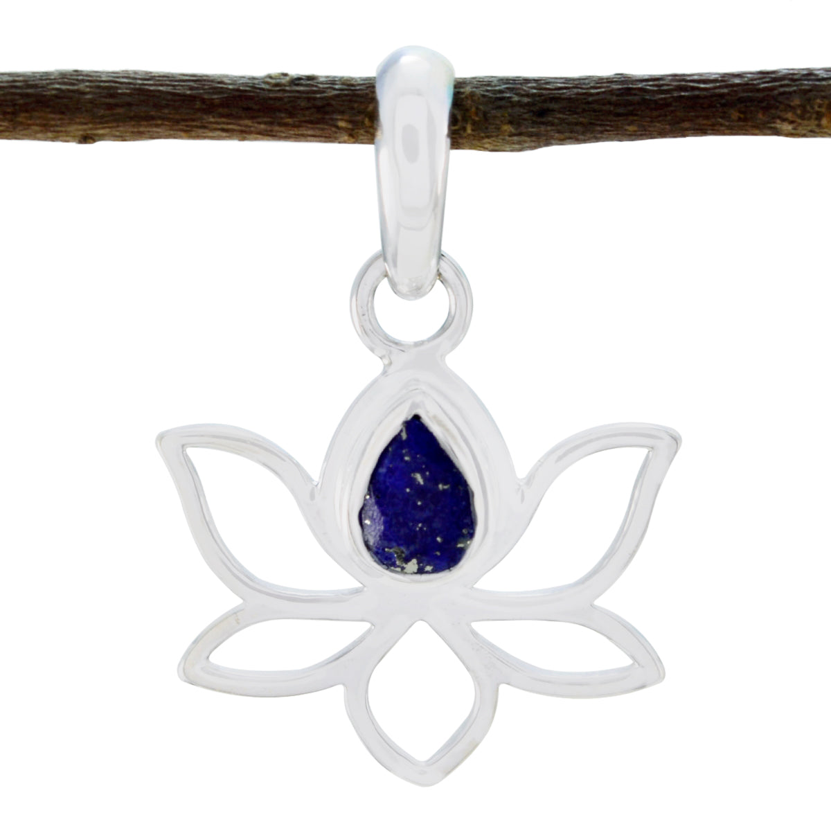 Riyo Real Gemstones Pear Faceted Nevy Blue Lapis Lazuli Sterling Silver Pendants gift for handmade