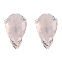 Riyo Real Gemstones Pear Faceted Pink Rose Quartz Silver Earrings grandmother gift