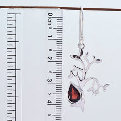 Riyo Real Gemstones Pear Faceted Red Garnet Silver Earrings gift for good Friday