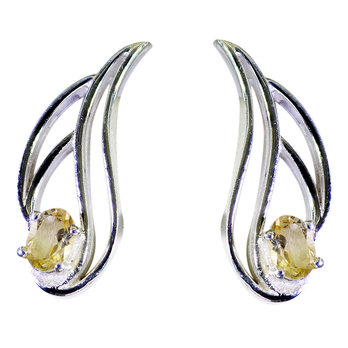 Riyo Real Gemstones Pear Faceted Yellow Citrine Silver Earrings christmas gift