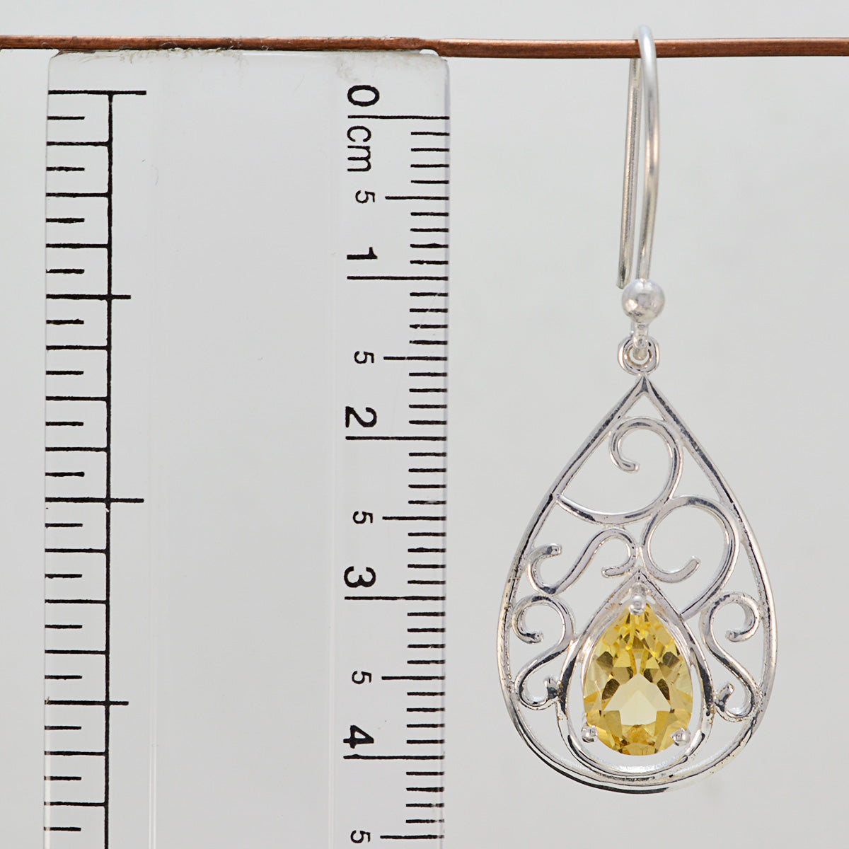 Riyo Real Gemstones Pear Faceted Yellow Citrine Silver Earrings sister gift
