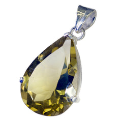 Riyo Real Gemstones Pear Faceted Yellow Lemon Quartz Sterling Silver Pendant anniversary day gift
