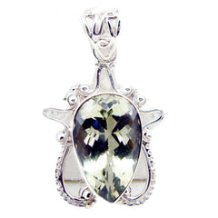 Riyo Real Gemstones Pear checker Green Green Amethyst 925 Sterling Silver Pendant daughter's day gift