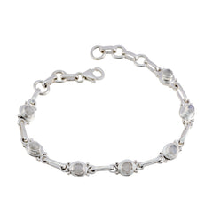 Riyo Real Gemstones Round Cabochon White Rainbow Moonstone Silver Bracelets gift for sister