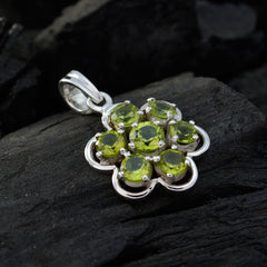 Riyo Real Gemstones Round Faceted Green Peridot 925 Sterling Silver Pendants black Friday gift