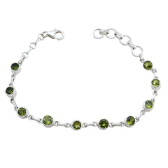 Riyo Real Gemstones Round Faceted Green Peridot Silver Bracelets anniversary gift
