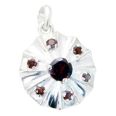 Riyo Real Gemstones Round Faceted Red Garnet Sterling Silver Pendant gift for college