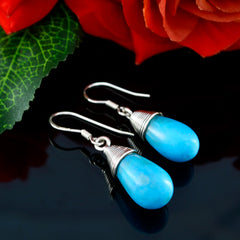 Riyo Real Gemstones fancy Cabochon Multi Turquoise Silver Earrings mom birthday gift