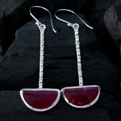 Riyo Real Gemstones fancy Cabochon Red Indian Ruby Silver Earrings black Friday gift