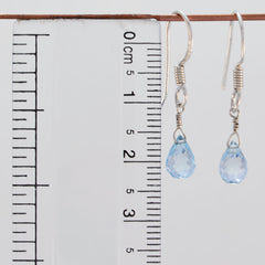 Riyo Real Gemstones fancy Checker Blue Topaz Silver Earring gift for b' day