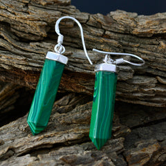 Riyo Real Gemstones fancy Faceted Green Malachatie Silver Earrings gift for st. patricks day