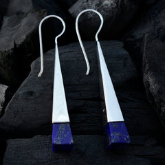 Riyo Real Gemstones fancy Faceted Nevy Blue Lapis Lazuli Silver Earrings gift for women