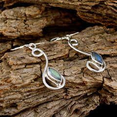 Riyo Real Gemstones marquise Cabochon Grey Labradorite Silver Earrings moms day gift
