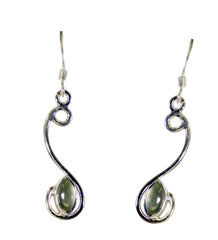 Riyo Real Gemstones marquise Cabochon Light Green Prehnite Silver Earring gift for teacher's day