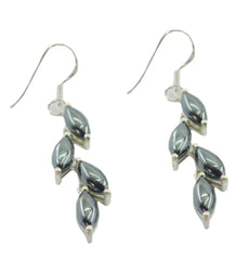 Riyo Real Gemstones marquise Cabochon Multi gunmetal Silver Earrings gift for good