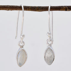 Riyo Real Gemstones marquise Cabochon White Rainbow Moonstone Silver Earrings labour day gift