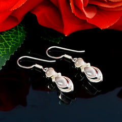 Riyo Real Gemstones multi shape Cabochon Pink Rose Quartz Silver Earrings gift for teacher's day