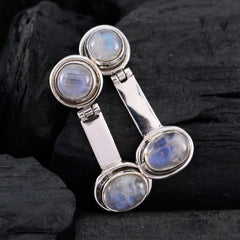 Riyo Real Gemstones multi shape Cabochon White Rainbow Moonstone Silver Earrings gift