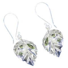 Riyo Real Gemstones multi shape Faceted Green Peridot Silver Earring gift for christmas