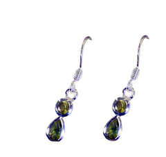 Riyo Real Gemstones multi shape Faceted Green Peridot Silver Earring good Friday gift