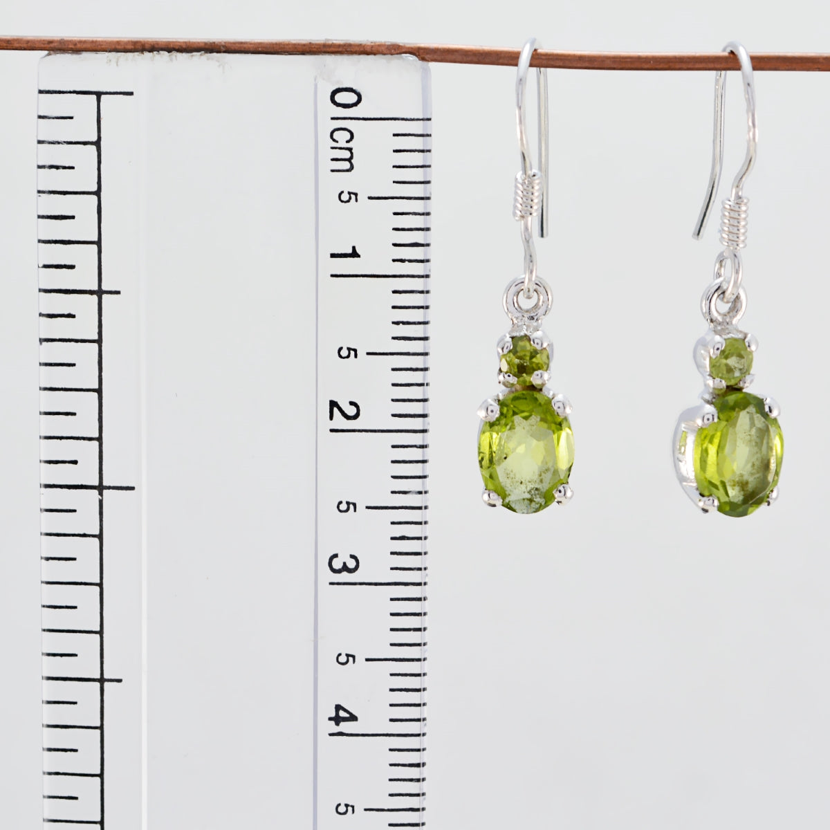 Riyo Real Gemstones multi shape Faceted Green Peridot Silver Earrings children day gift