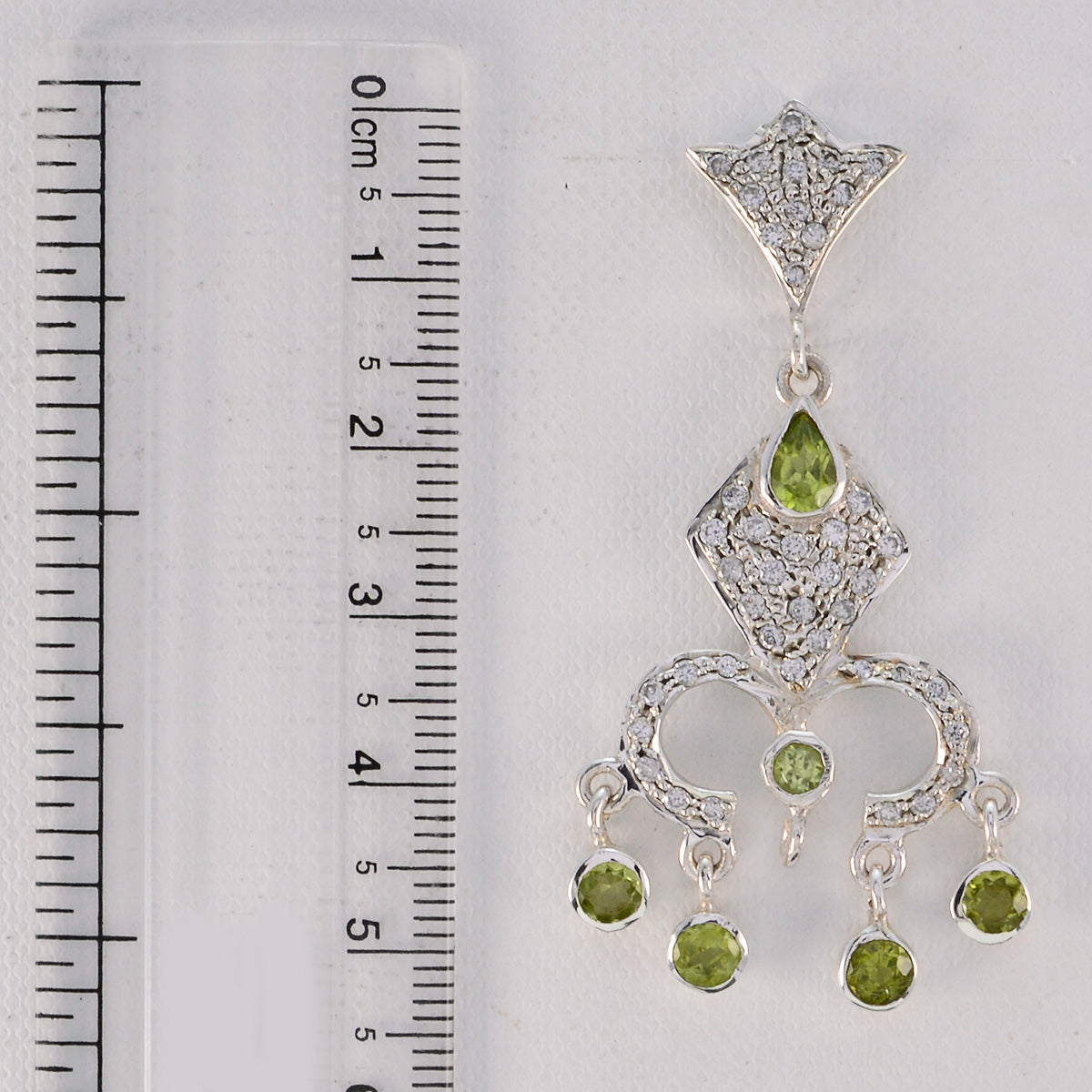 Riyo Real Gemstones multi shape Faceted Green Peridot Silver Earrings grandmom gift